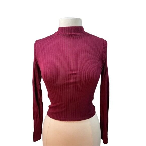 Y2K Stradivarius Ribbed Mock Turtleneck Knit Top size Medium - Picture 2 of 5